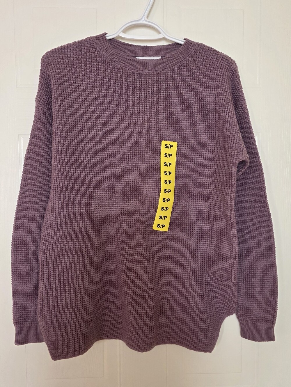 Kersh Crewneck Waffle Knit Sweater, Lilac Purple, Small